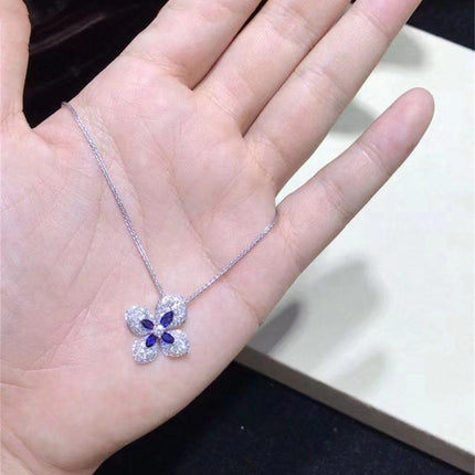 HORTENSIA NECKLACE AGATE DARK SILVER DIAMOND