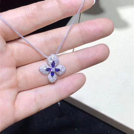 HORTENSIA NECKLACE AGATE DARK SILVER DIAMOND