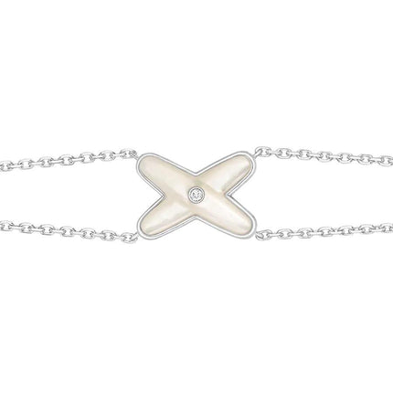 JEUX BRACELET WHITE MOP SILVER 1 DIAMOND