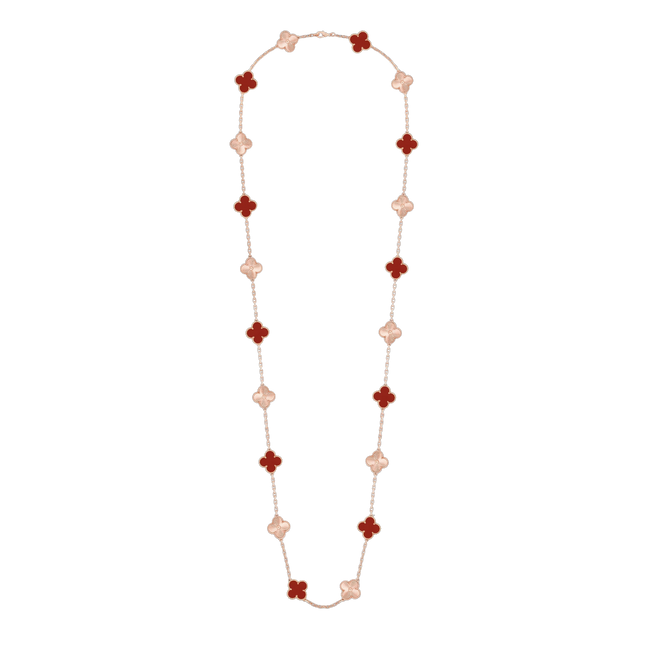 CLOVER 20 MOTIF CARNELIAN 86CM NECKLACE