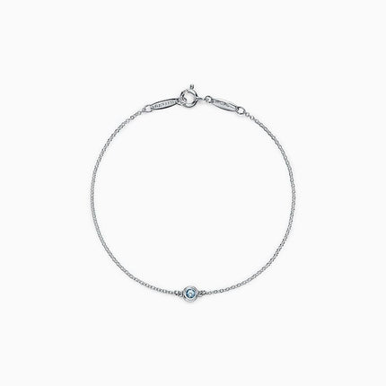 DIAMOND STERLING SILVER AQUAMARINE BUBBLE BRACELET