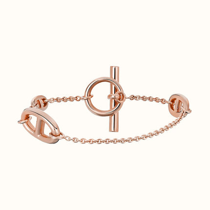 DANCRE CHAINE 3 MOTIF PINK GOLD BRACELET