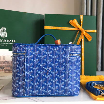 MUSE VANITY CASE 20 IN BLUE GOYARDINE CANVAS