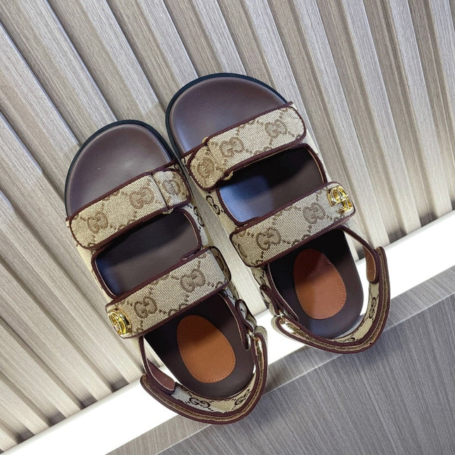 GG CLASSIC CANVAS SANDALS BROWN