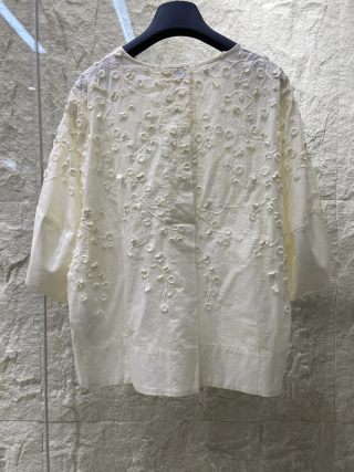 ROUND NECK EMBROIDERED SHIRT 25S IN COTTON 266154