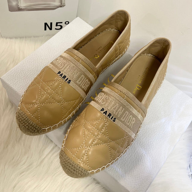 GRANVILLE ESPADRILLE CAMEL BEIGE QUILTED CANNAGE CALFSKIN