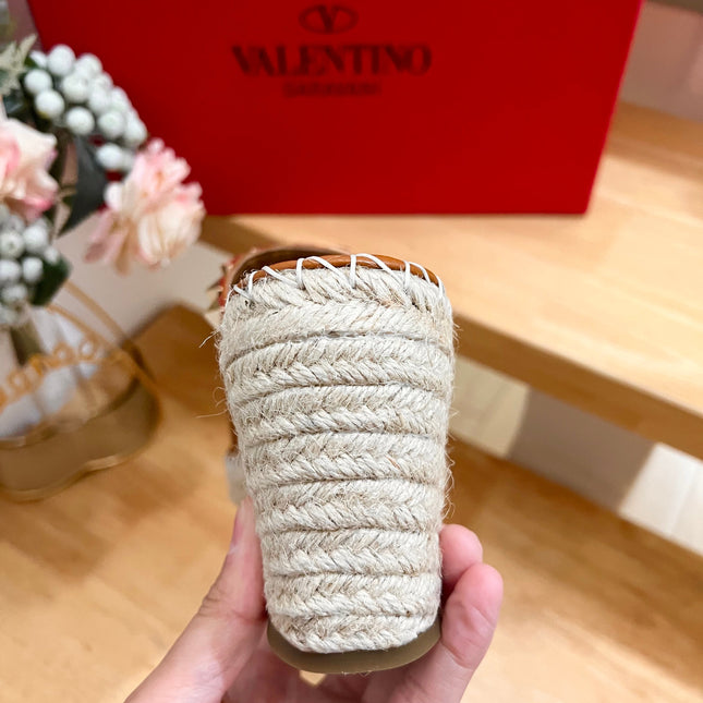 LACE-UP WEDGE SANDALS IN BRONZE BROWN CALFSKIN WITH STUDS