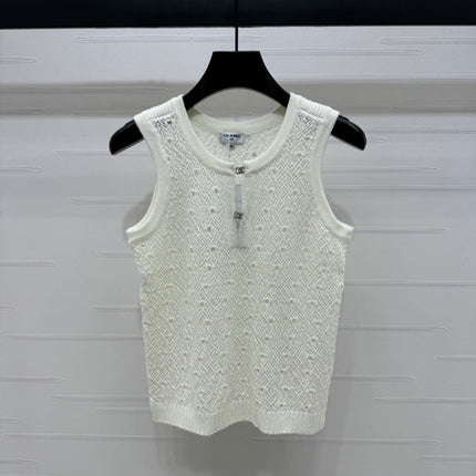 CHANEL SLEEVELESS OPEN-KNIT VEST 274858