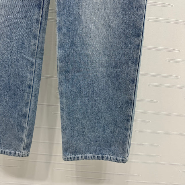 CHANEL HIGH-WAIST STRAIGHT-LEG DENIM PANTS