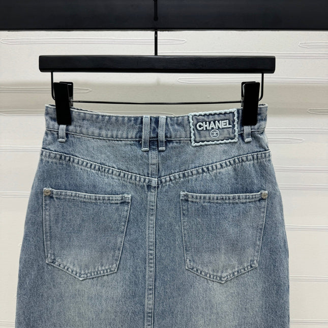 CHANEL LONG DENIM SKIRT