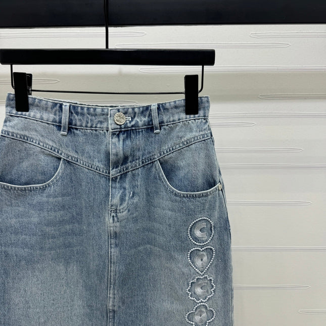CHANEL LONG DENIM SKIRT