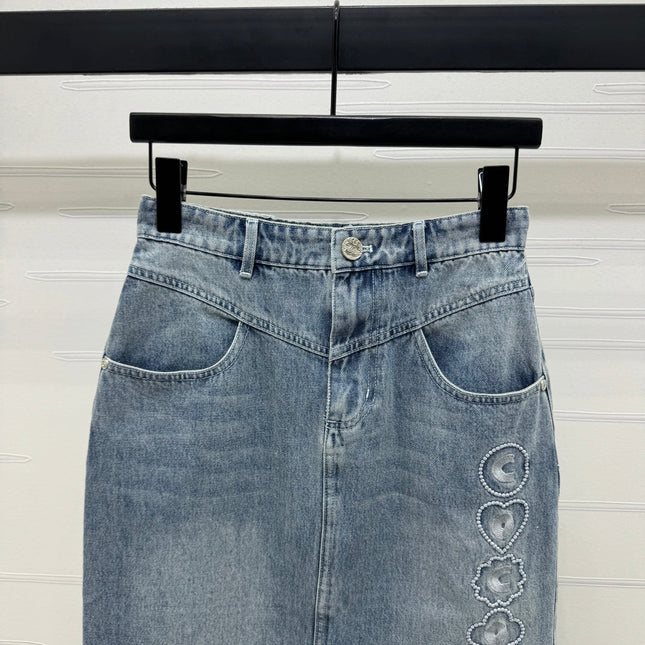 CHANEL LONG DENIM SKIRT