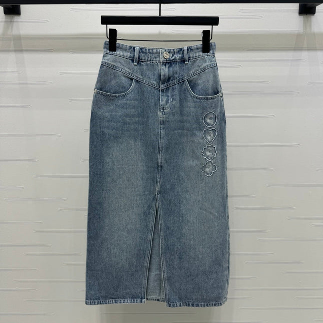 CHANEL LONG DENIM SKIRT