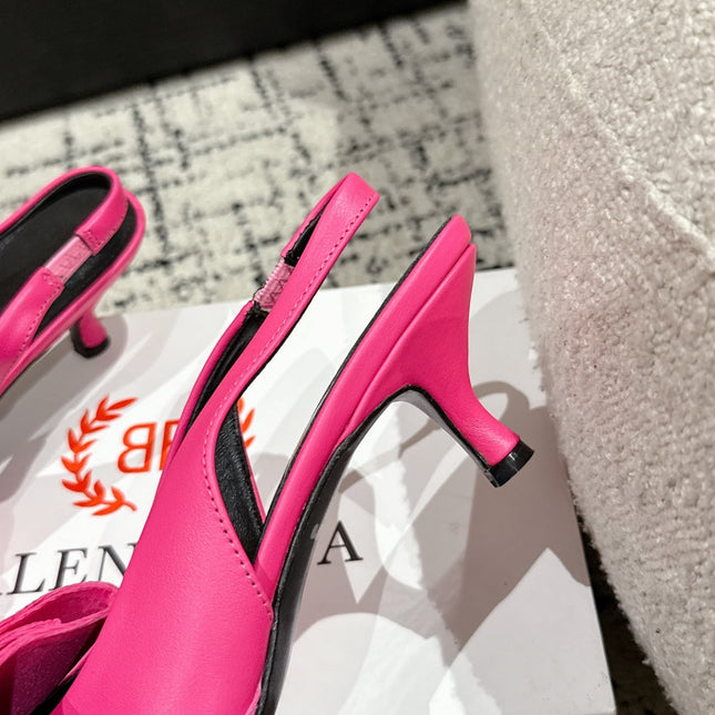 KNIFE CHEMISE 45MM SLINGBACK IN PUNCH PINK COTTON AND CALFSKIN