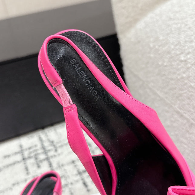 KNIFE CHEMISE 45MM SLINGBACK IN PUNCH PINK COTTON AND CALFSKIN