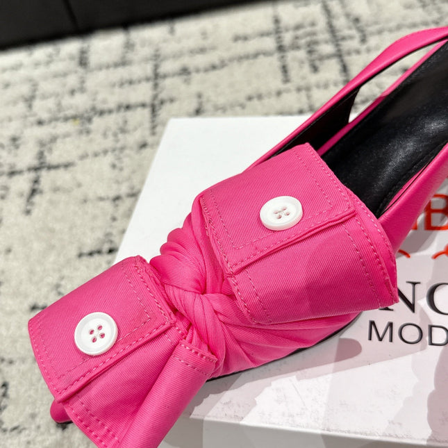 KNIFE CHEMISE 45MM SLINGBACK IN PUNCH PINK COTTON AND CALFSKIN