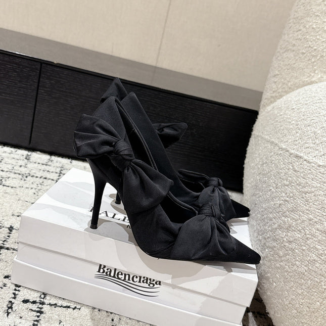 KNIFE KNOT 95MM PUMP IN BLACK STRETCH CUPRO AND NYLON JERSEY