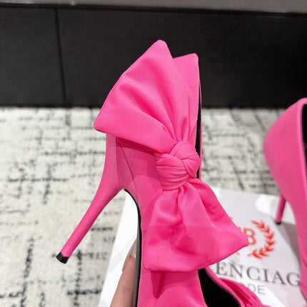 KNIFE KNOT 95MM PUMP IN BRIGHT PINK STRETCH CUPRO AND NYLON JERSEY