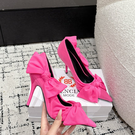 KNIFE KNOT 95MM PUMP IN BRIGHT PINK STRETCH CUPRO AND NYLON JERSEY