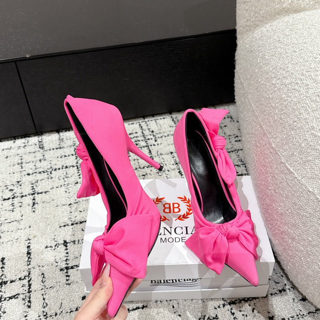 KNIFE KNOT 95MM PUMP IN BRIGHT PINK STRETCH CUPRO AND NYLON JERSEY