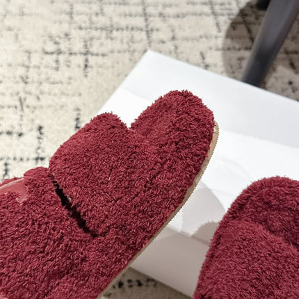 CELINE 25S SLIDES TRIOMPHE IN WINE RED SPONGE FABRIC