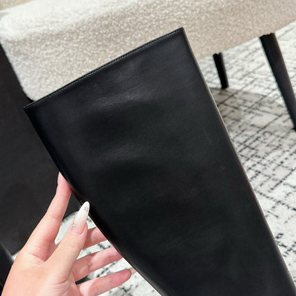 YSL 25S PLATFORM KNEE-HIGH BOOTS 70 MM IN BLACK LAMBSKIN