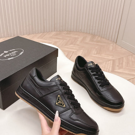 PRADA 25S DOWNTOWN SNEAKERS IN BLACK CALFSKIN