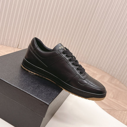 PRADA 25S DOWNTOWN SNEAKERS IN BLACK CALFSKIN