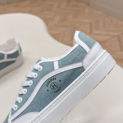 HM 25S SNEAKER LOW SPORTS IN BLUE DENIM MIX WHITE LAMBSKIN