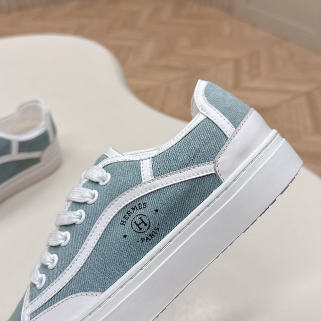 HM 25S SNEAKER LOW SPORTS IN BLUE DENIM MIX WHITE LAMBSKIN