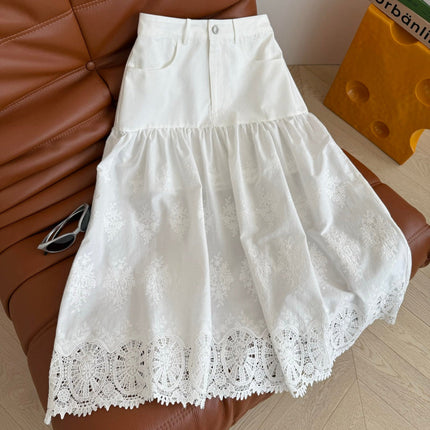 WHITE DRESS 25S WITH LACE EMBROIDERY 265759