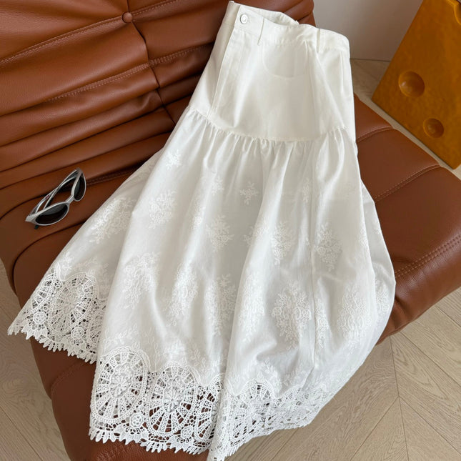 WHITE DRESS 25S WITH LACE EMBROIDERY 265759