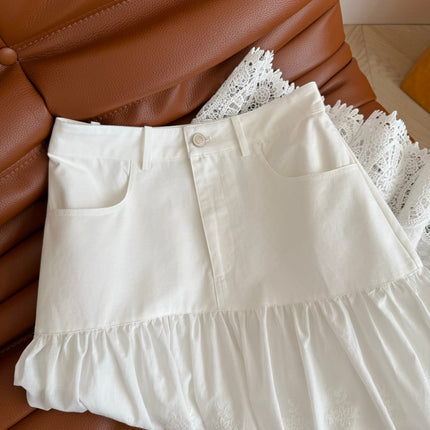WHITE DRESS 25S WITH LACE EMBROIDERY 265759