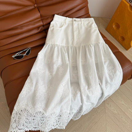 WHITE DRESS 25S WITH LACE EMBROIDERY 265759