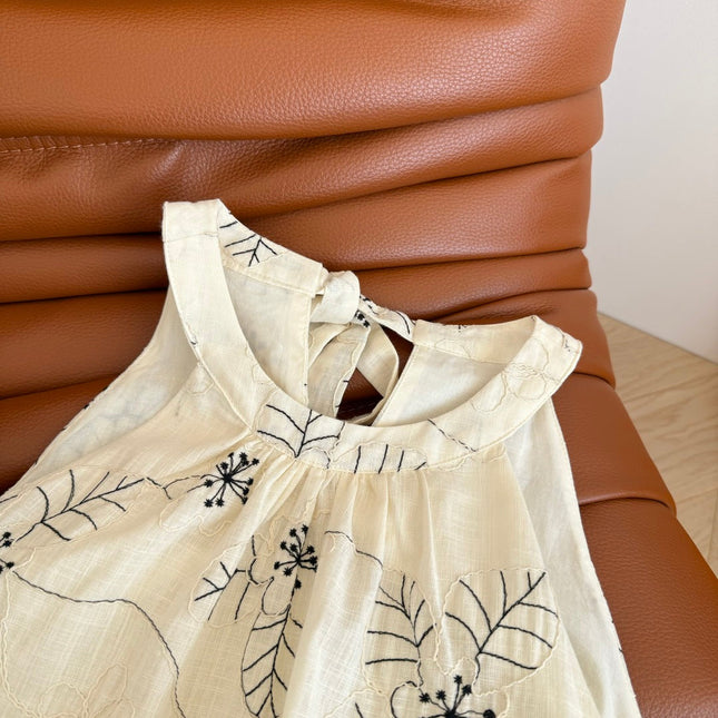 HALTER NECK TOP WITH LARGE FLORAL EMBROIDERY 265731