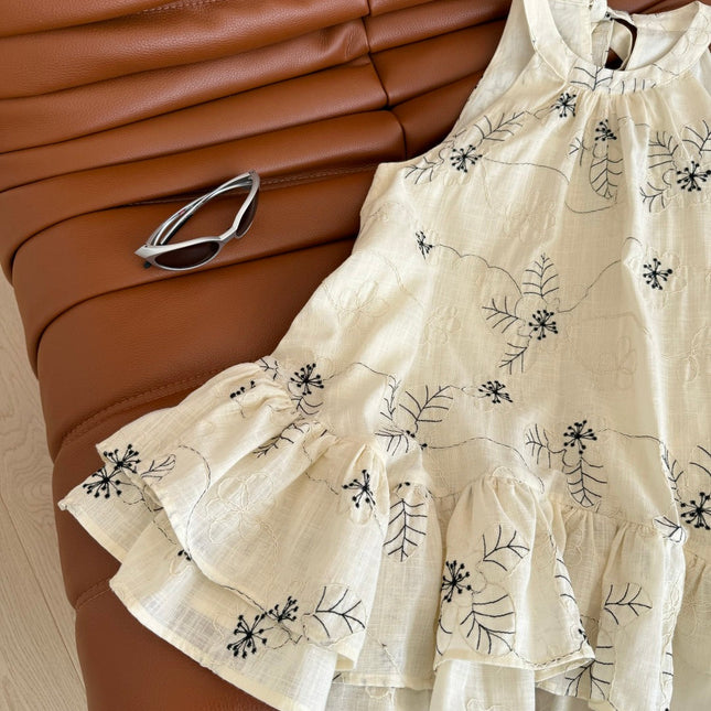 HALTER NECK TOP WITH LARGE FLORAL EMBROIDERY 265731