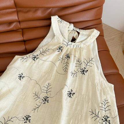 HALTER NECK TOP WITH LARGE FLORAL EMBROIDERY 265731