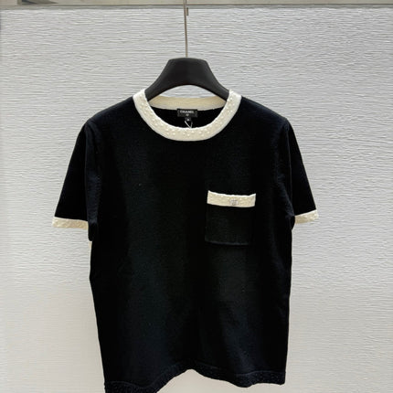 CC SHORT-SLEEVE CREW NECK KNIT TOP 267987