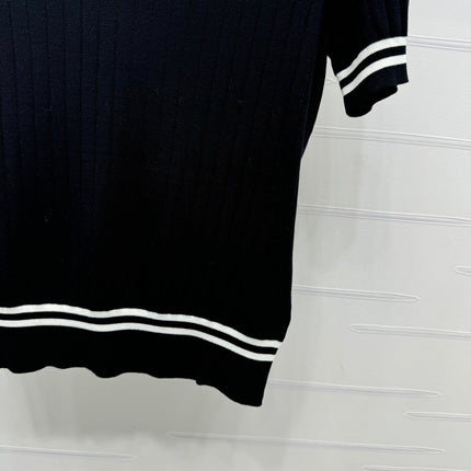 CELINE SHORT-SLEEVE KNIT TOP BLACK 274820