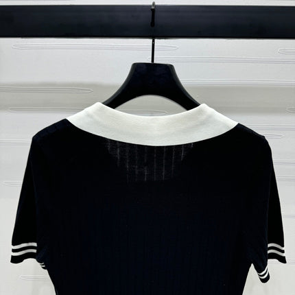 CELINE SHORT-SLEEVE KNIT TOP BLACK 274820