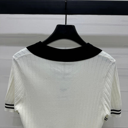 CELINE SHORT-SLEEVE KNIT TOP WHITE 274818