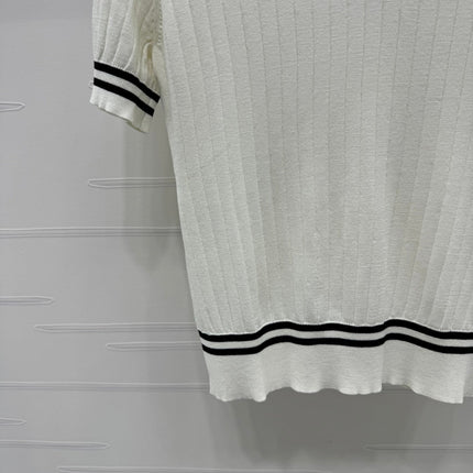 CELINE SHORT-SLEEVE KNIT TOP WHITE 274818