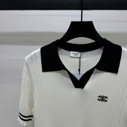 CELINE SHORT-SLEEVE KNIT TOP WHITE 274818