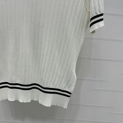 CELINE SHORT-SLEEVE KNIT TOP WHITE 274818