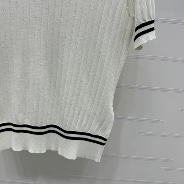 CELINE SHORT-SLEEVE KNIT TOP WHITE 274818