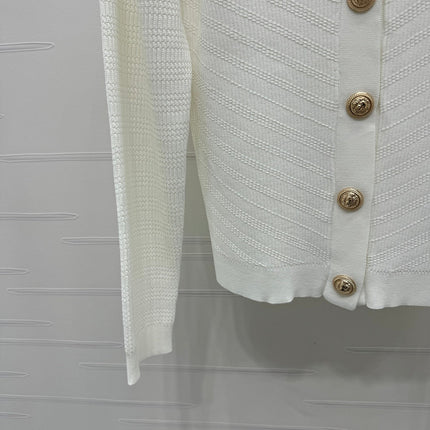 BALMAIN 25S KNITTED ROUND NECK LONG SLEEVE CARDIGAN 264243