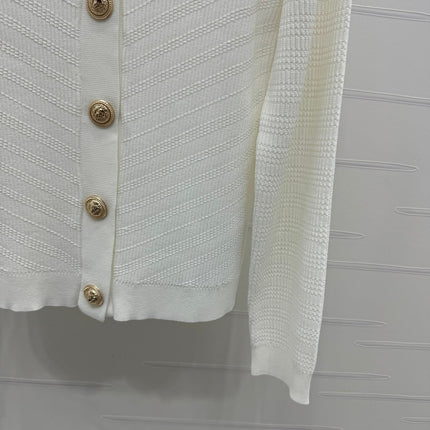 BALMAIN 25S KNITTED ROUND NECK LONG SLEEVE CARDIGAN 264243