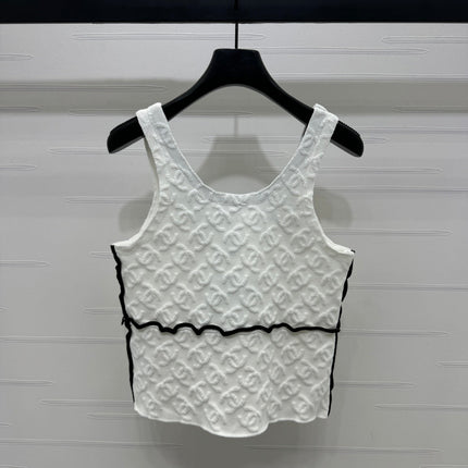 CHANEL SOFT U-NECK KNIT TOP IN BLACK AND WHITE