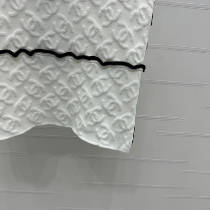 CHANEL SOFT U-NECK KNIT TOP IN BLACK AND WHITE