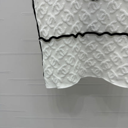 CHANEL SOFT U-NECK KNIT TOP IN BLACK AND WHITE